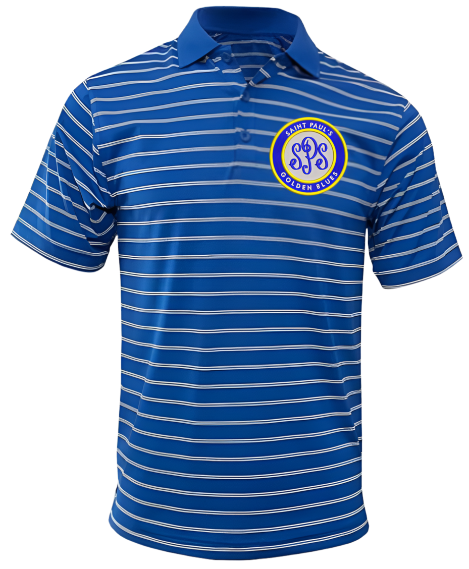 Men’s Royal Blue and White Stripe Golden Blues Polo