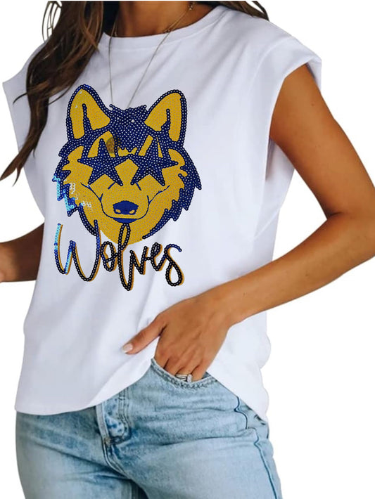 Wolves Sequin Muscle Shirt