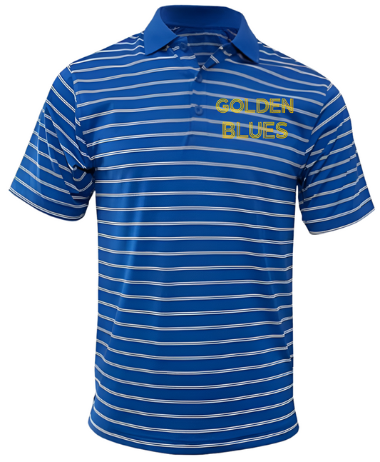 Men’s Royal Blue and White Stripe Retro Golden Blues Polo