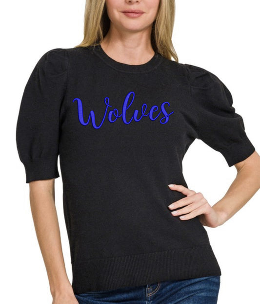 Wolves Short Sleeve Puff Sweater