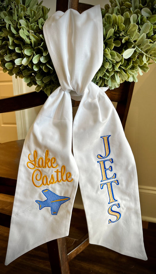 Lake Castle Jets Wreath Sash