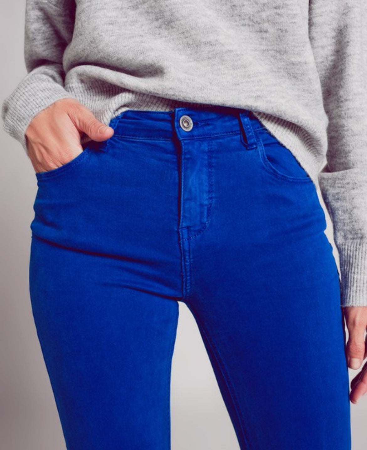 High Waisted Skinny Jeans in Electric Blue