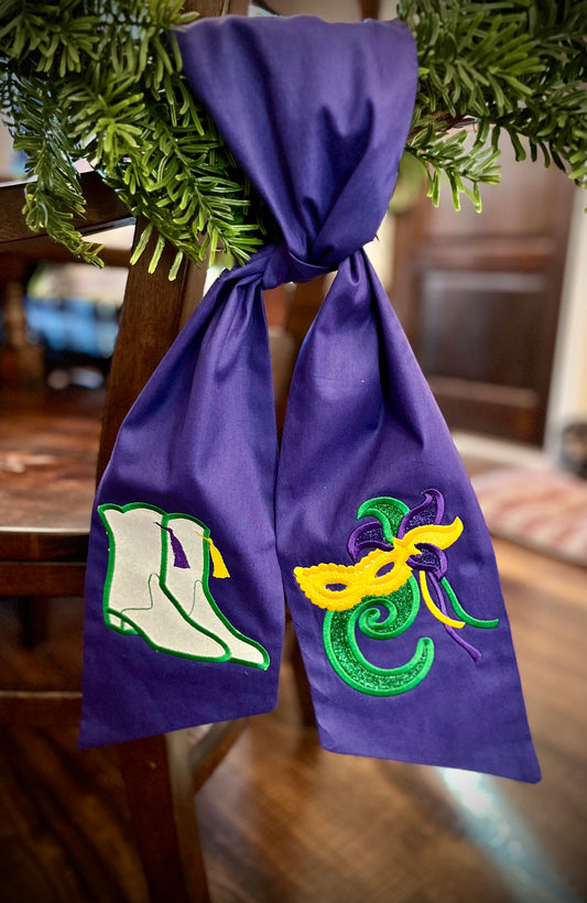 Mardi Gras Boot Wreath Sash