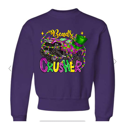 Mardi Gras Bead Crusher Boys Sweatshirt