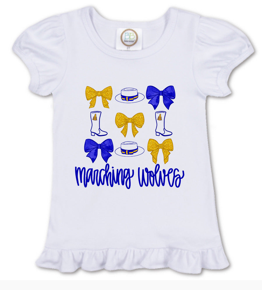 Marching Wolves Girls Short Sleeve Ruffle Tee