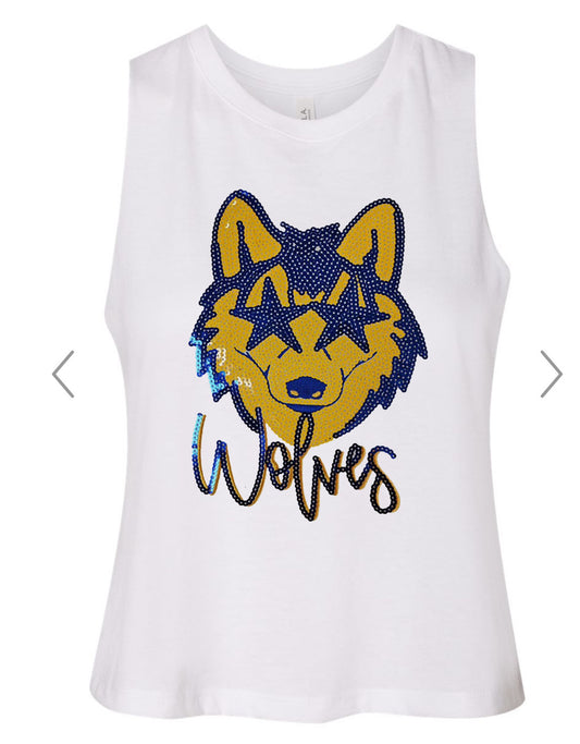 Wolves Sequin Racerback Crop Tank