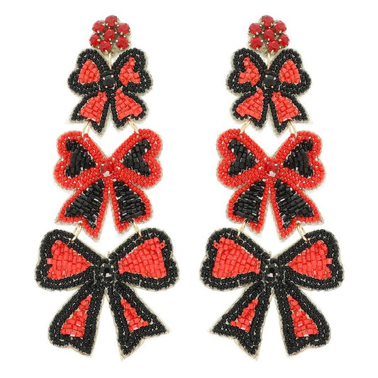 Black and Red Bow Earrings