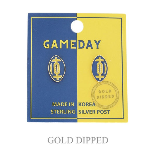 Blue and Gold Football Stud Earrings