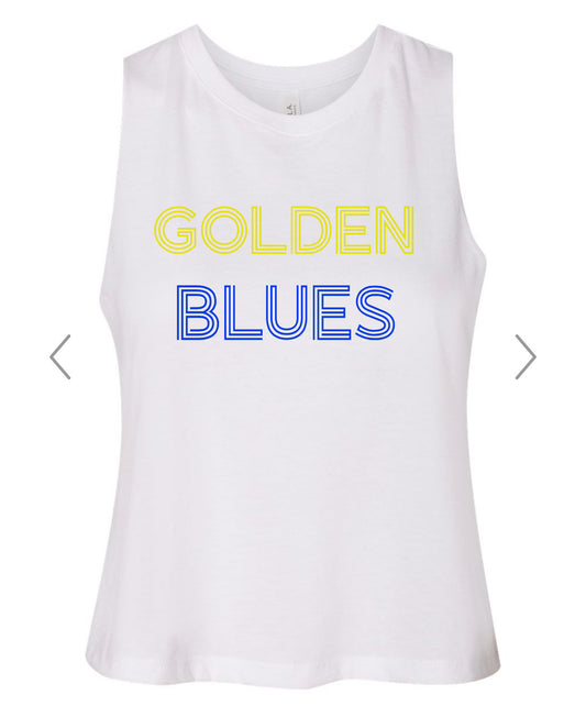 Golden Blues Retro Racerback Crop Tank