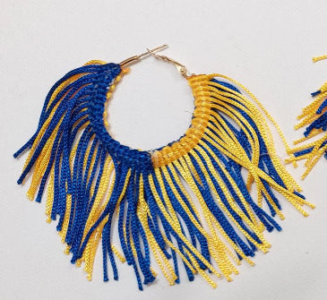 Rock’n’ettes Royal Blue and Green Fringe Earrings