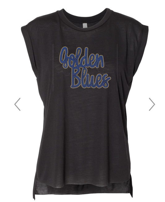 Golden Blues Rhinestone Muscle Tee