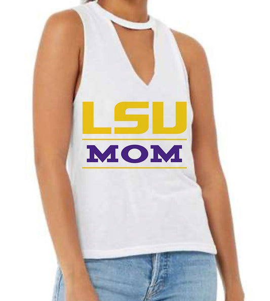 College Mom flow cut neck tank