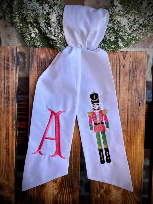 Pink and Green Nutcracker Wreath Sash