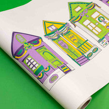 Mardi Gras Parade Houses Paper Table Runner (45' roll)