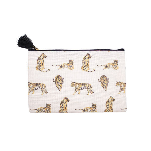 Forever Tiger Jute Cosmetic Bag