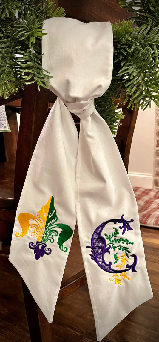 Mardi Gras Wreath Sash