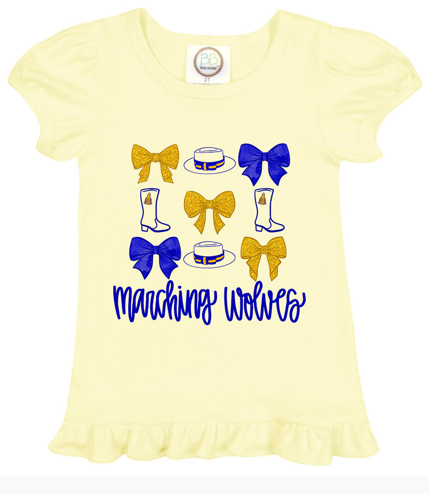 Marching Wolves Girls Short Sleeve Ruffle Tee