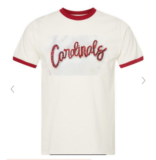 Cardinals Sequin Ringer Tee