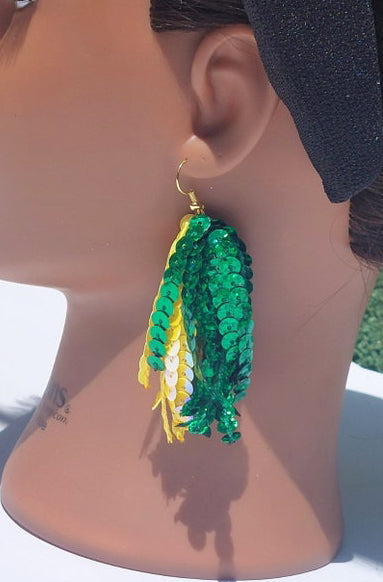 Green and Yellow Sequin Earrings