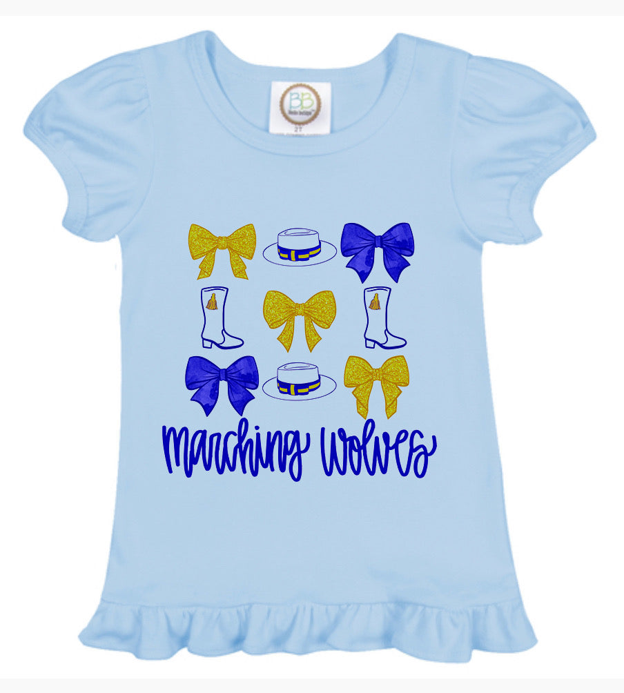 Marching Wolves Girls Short Sleeve Ruffle Tee