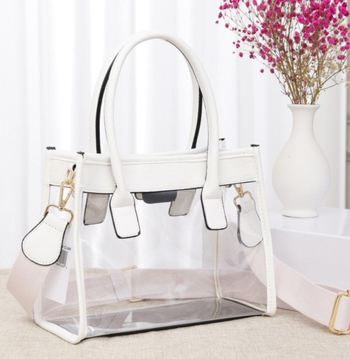 Color Trim Clear Hand Bag Purse