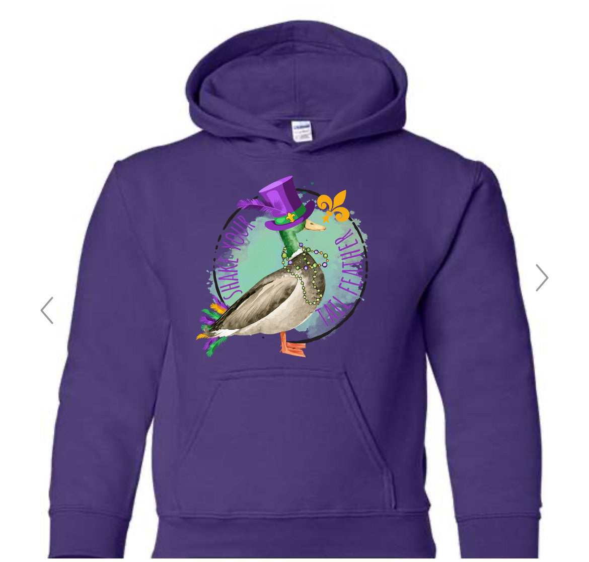 Mardi Gras Shake Your Tail Feathers Youth Sweatshirt