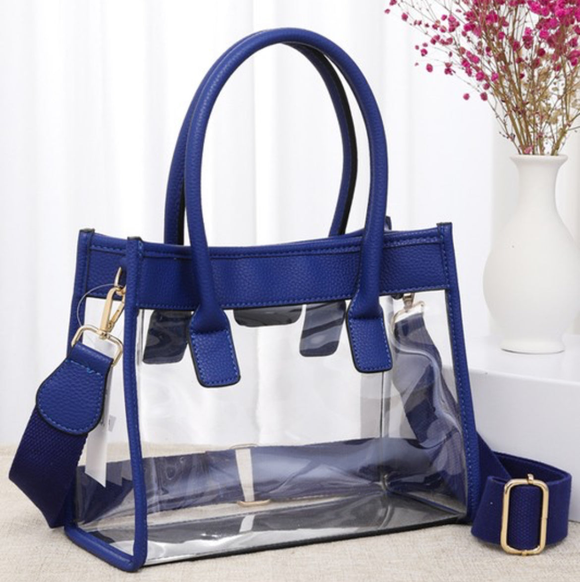 Color Trim Clear Hand Bag Purse