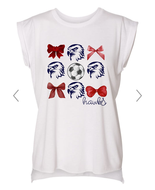 Hawks Coquette Bow and Soccer Muscle Tee