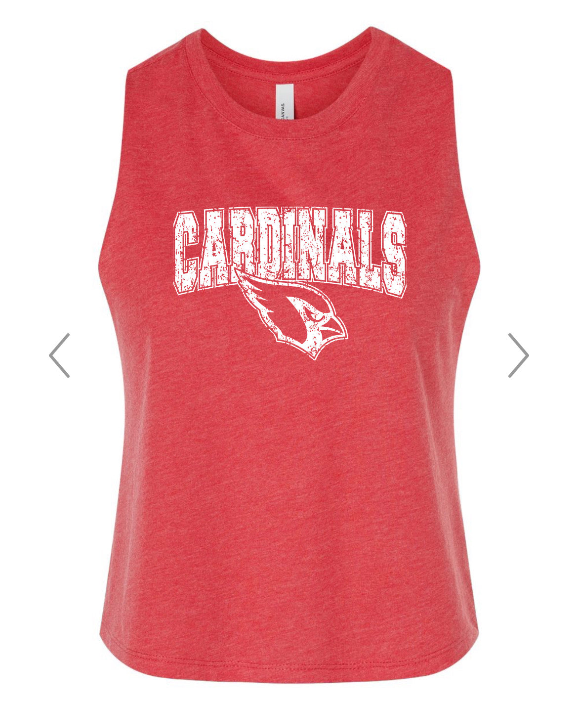 Cardinals Distressed Racerback Crop Tank