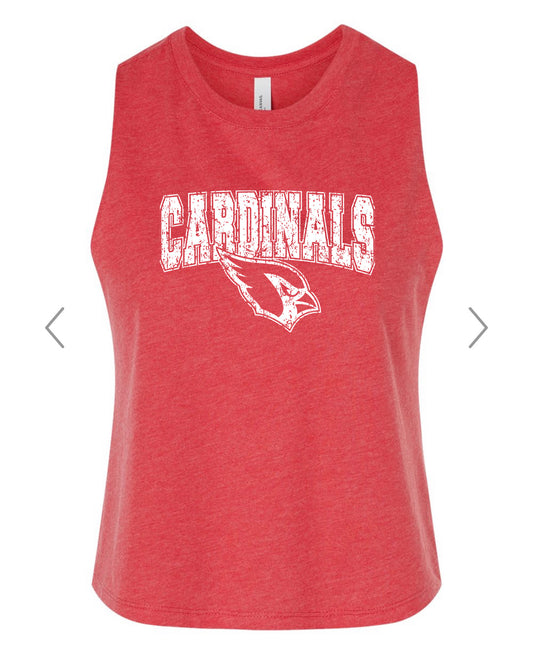 Cardinals Distressed Racerback Crop Tank