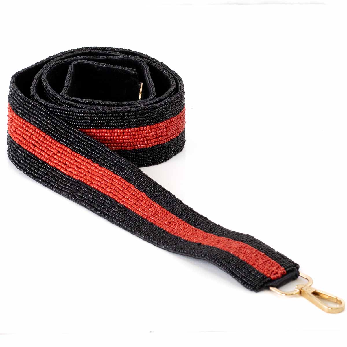 Black and Red Beaded Purse Strap