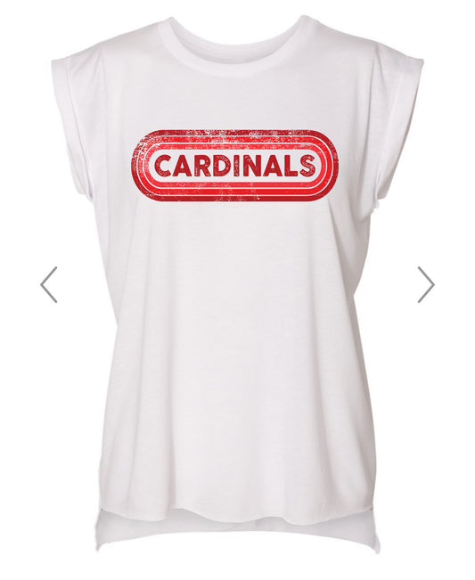 Cardinals Flowy Rolled Sleeve Muscle Tee