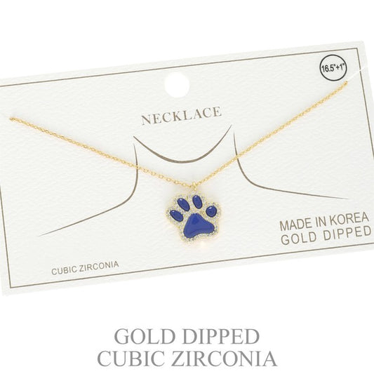 Blue and Gold Paw Neckace