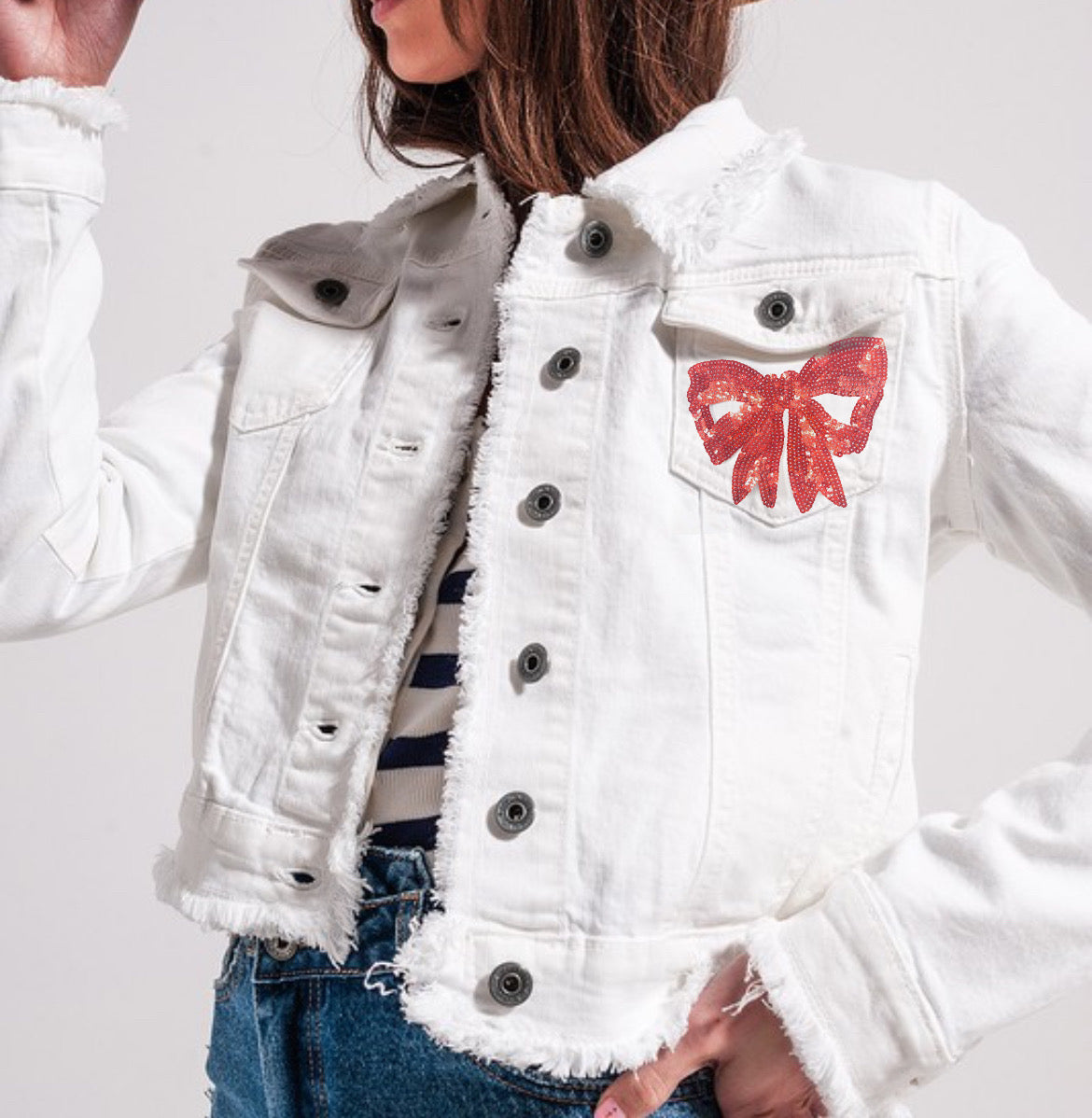 Cardinals Frayed Jean Jacket