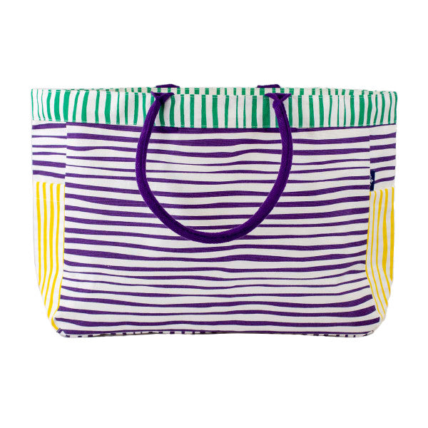 Stripe Durhham Tote in Purple/Yellow/Green