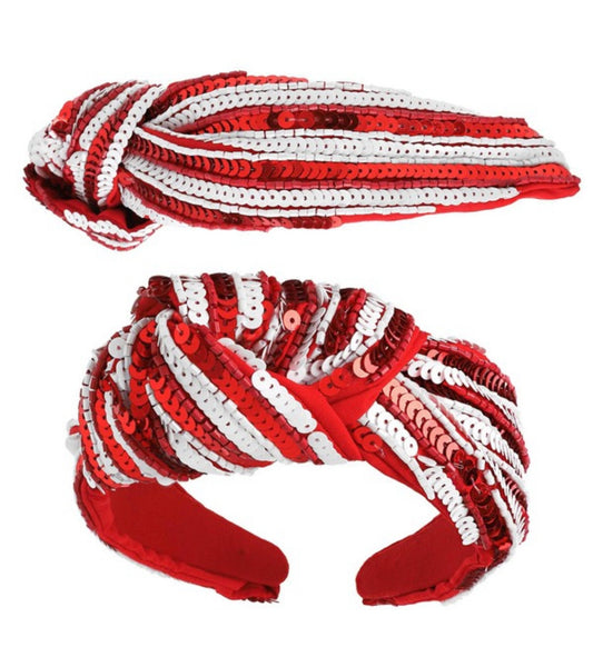 Red and White Sequin Headband