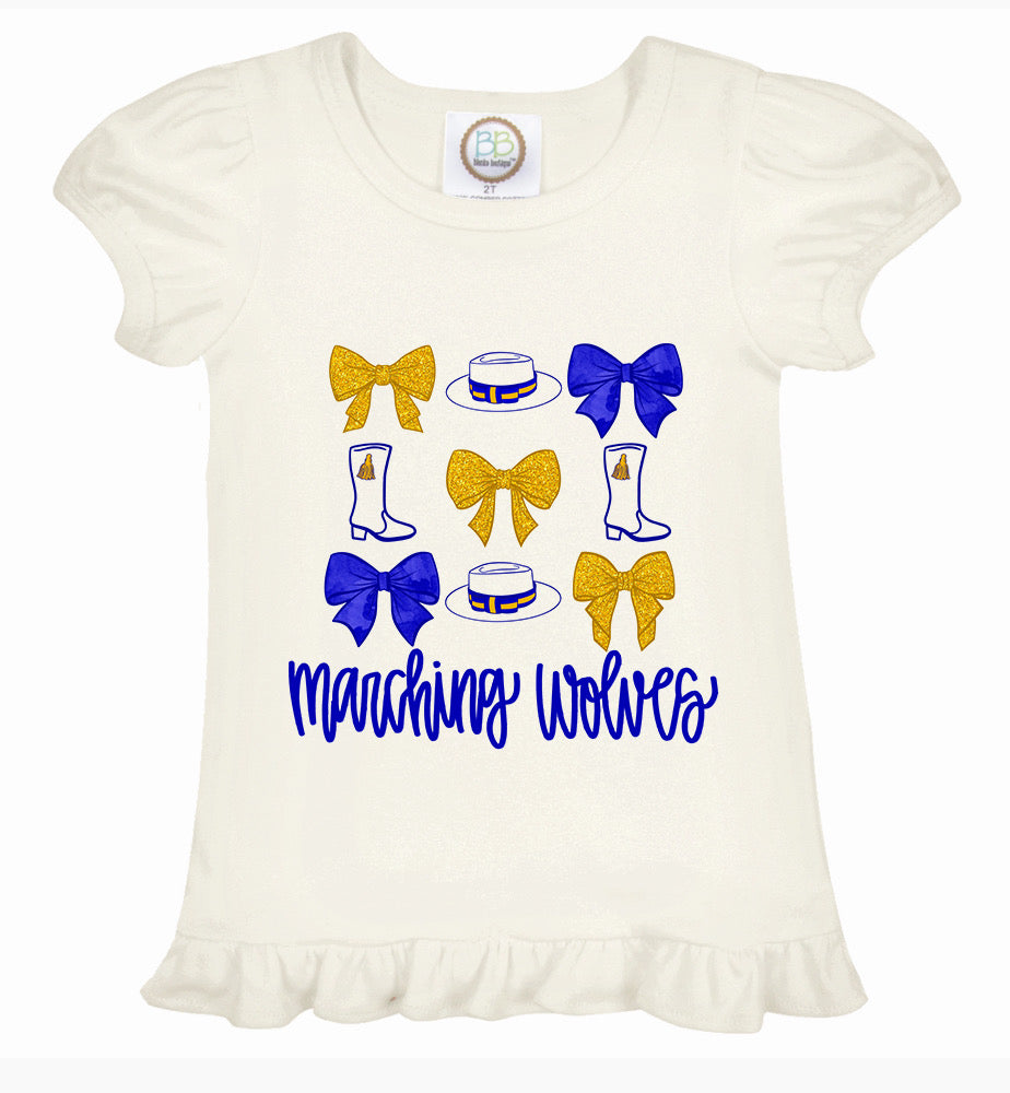 Marching Wolves Girls Short Sleeve Ruffle Tee