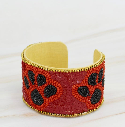 Red and Black Sequin Bulldog Bracelet