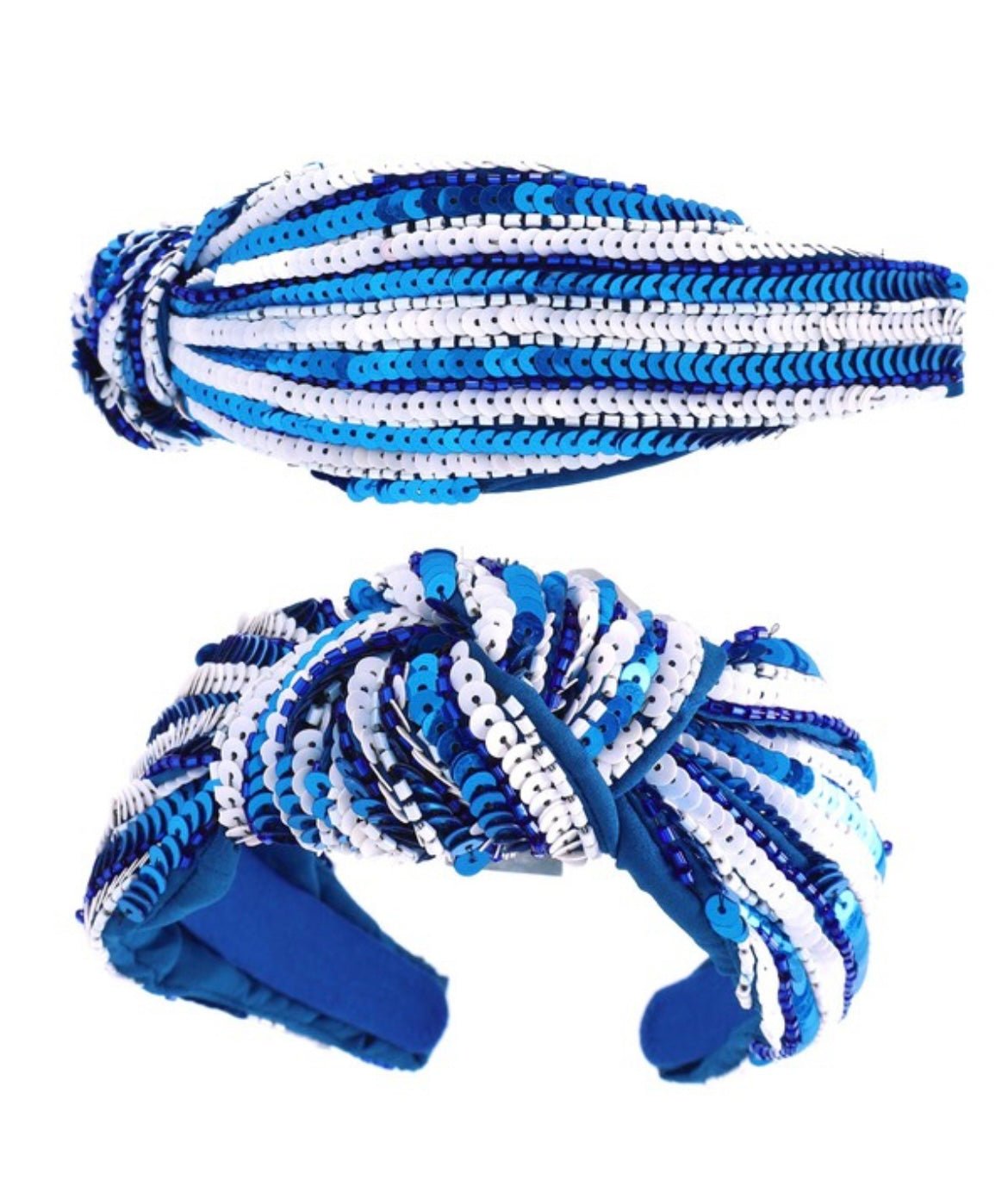 Royal Blue and White Sequin Headband