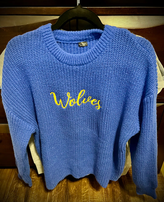 Wolves Blue Sweater