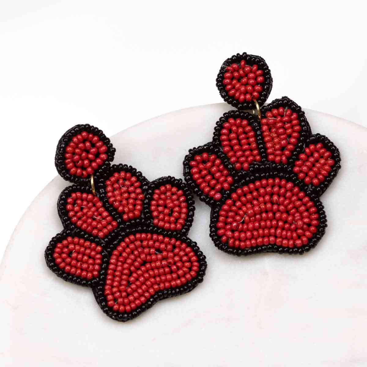 Paw Print Beaded Earrings