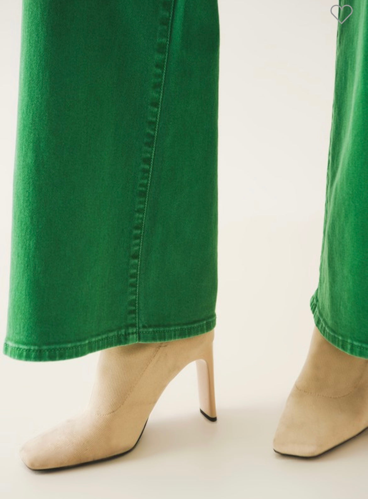 Cotton blend wide leg jeans in green