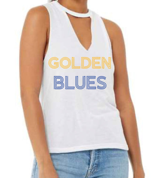 Golden Blues Women’s flowy cut neck tank