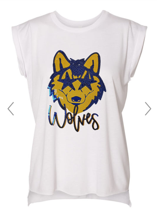 Wolves Sequin Muscle Shirt