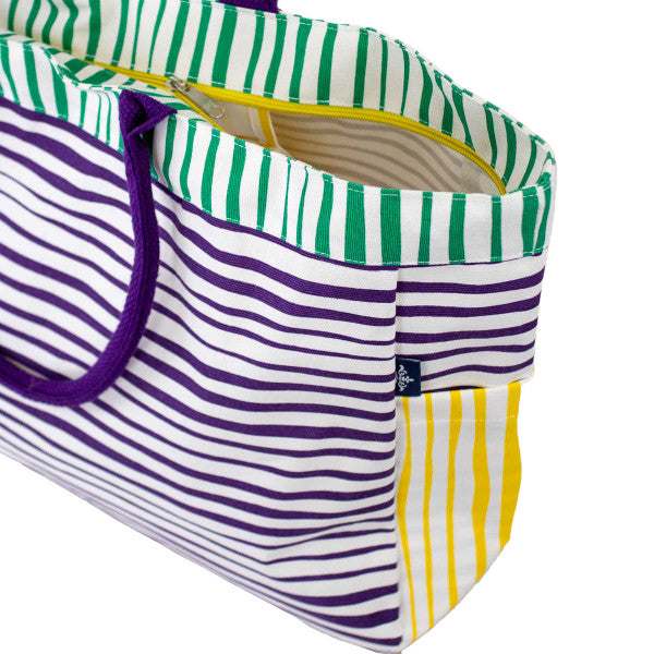 Stripe Durhham Tote in Purple/Yellow/Green