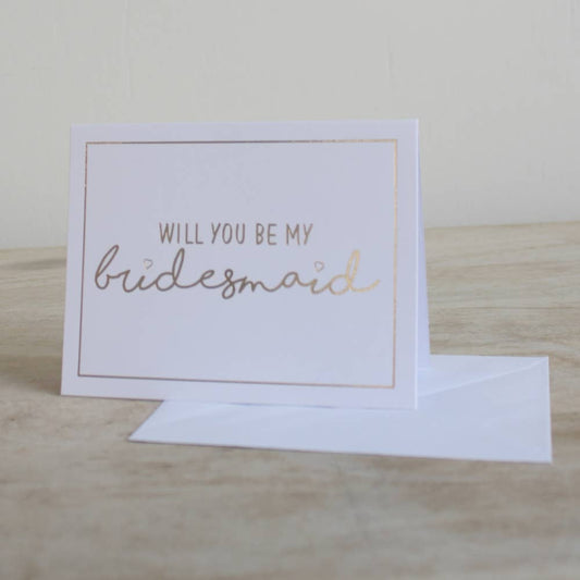 Be My Bridesmaid Script Note Card - White/Gold