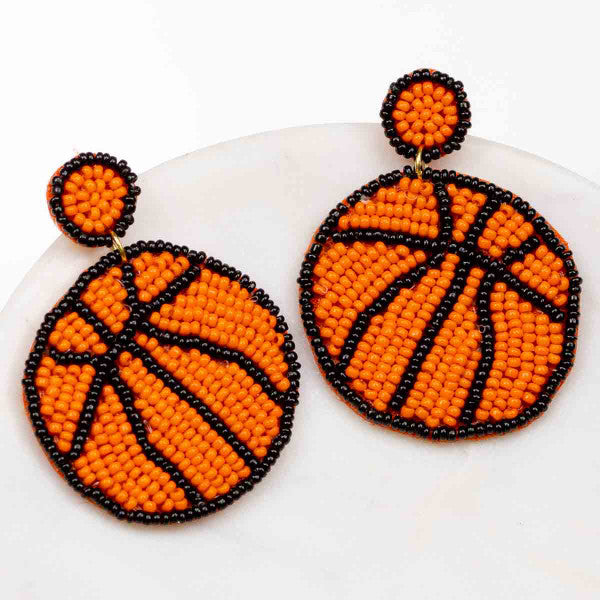 Basketball Beaded Earrings