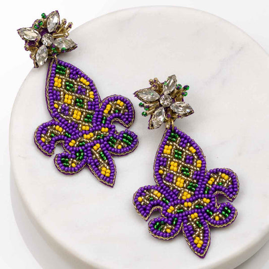 Fleur de Lis Beaded Earrings