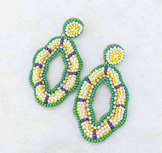 KING CAKE BEADED EARRINGS