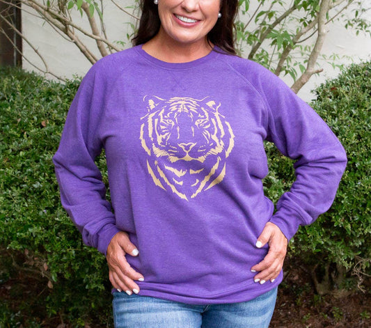 Easy Tiger Crew Neck Sweatshirt Purple/Gold